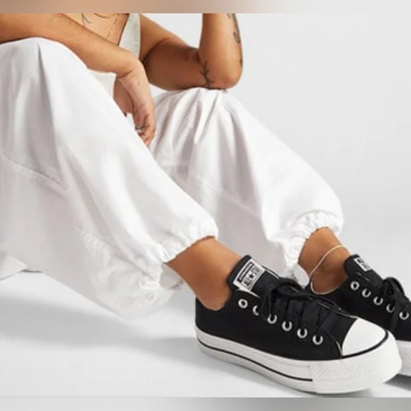 Converse Platform Black and White Classic Canvas Sneakers - Picture 3 of 11